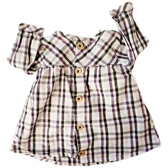 Ruffle Butts Baby Girls Tartan Plaid Dress - 3–6M Holiday Outfit w/ Buttons - Picture 3 of 7